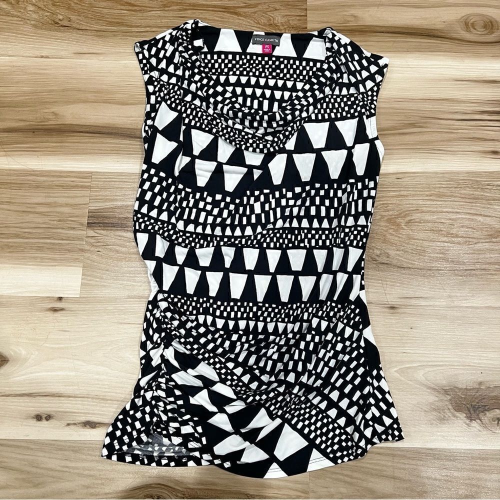 Vince Camuto Black and White Cowl Neck Top Women’s Petite Small